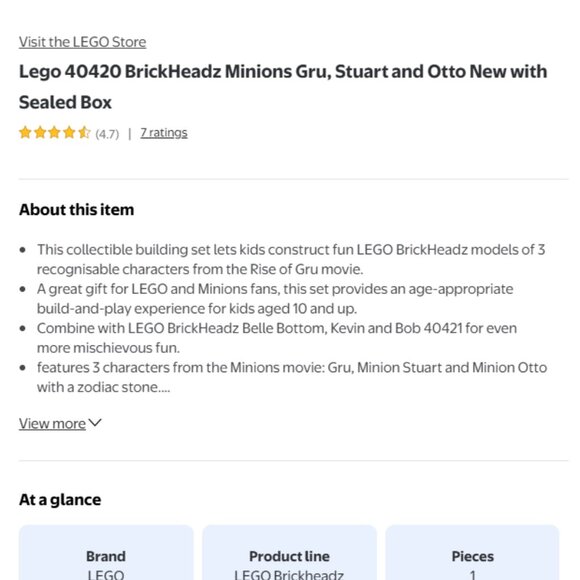 Lego 40420 BrickHeadz Minions Gru, Stuart and Otto New Retired Set - Picture 3 of 6